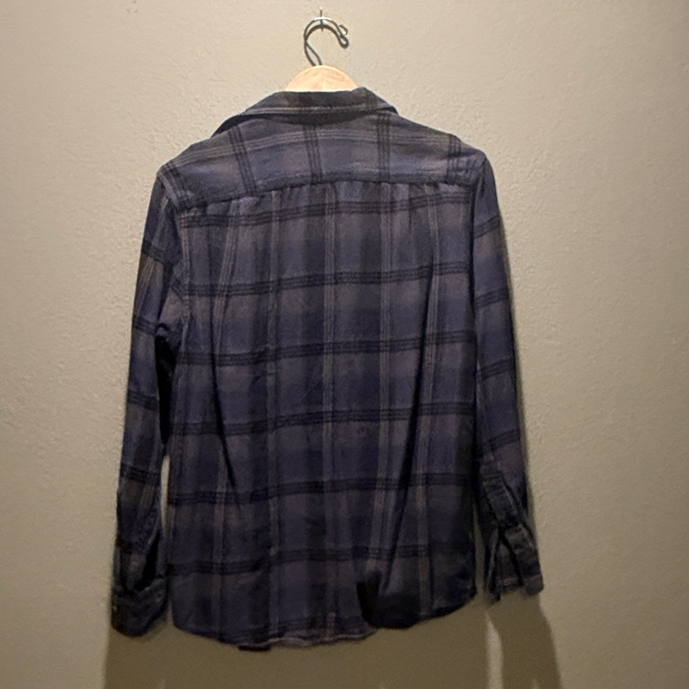 Blue Mountain Men's M Blue Green Plaid Flannel Shirt Long Sleeve Button Up - Picture 7 of 12